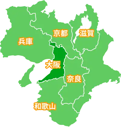 関西エリアの地図のイラスト